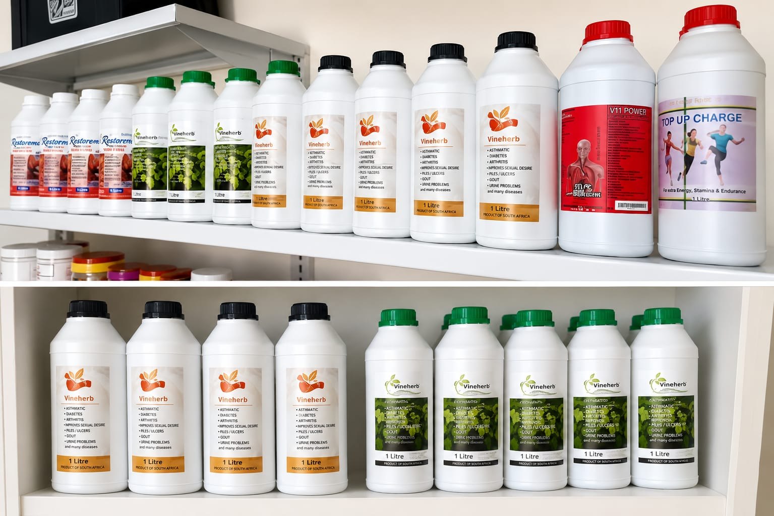 The Vineherb product range on the shelf